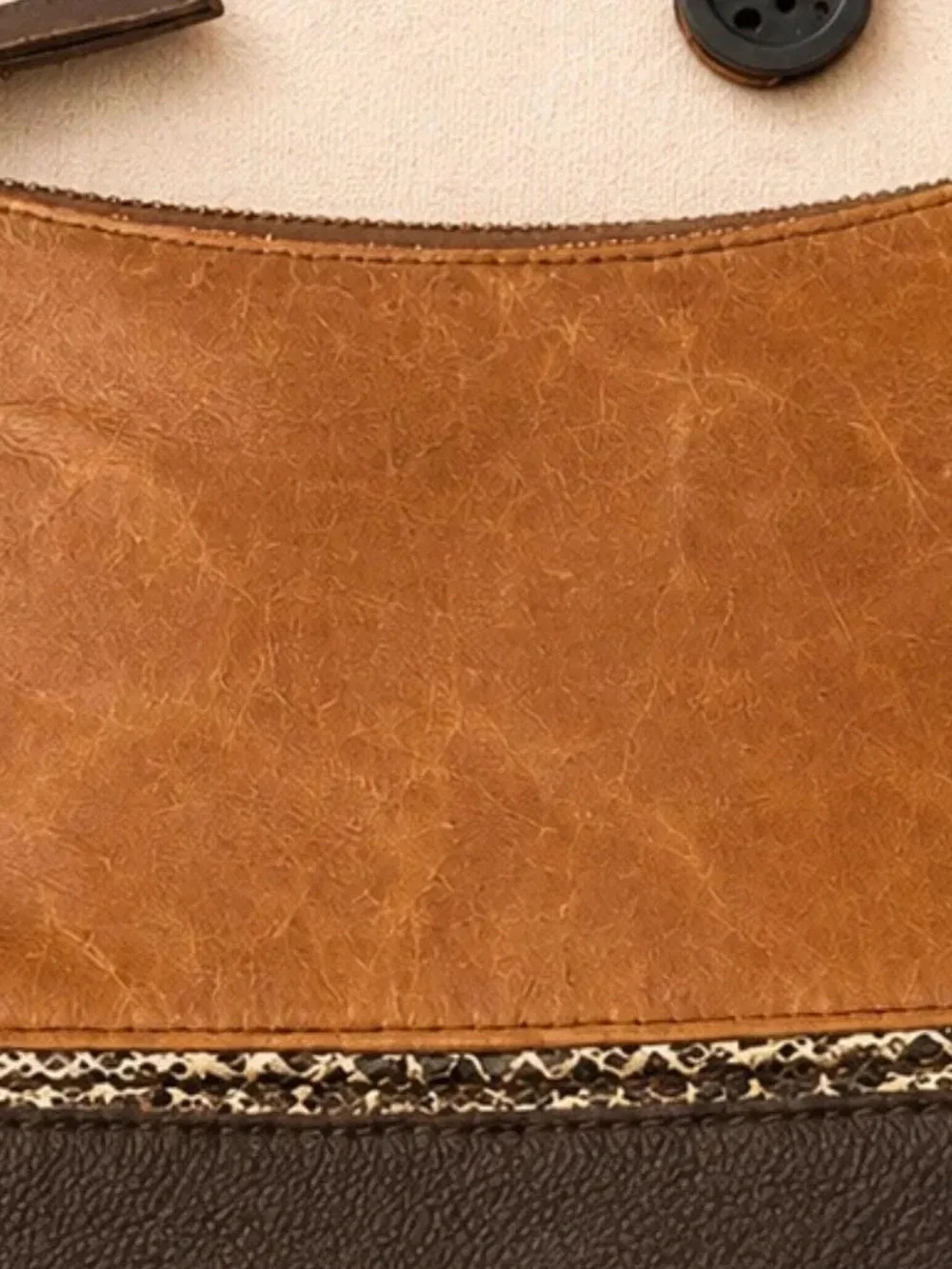 The Sak Two-Tone Leather Crossbody — Tan & Dark Brown